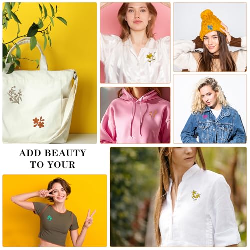 Image of Oruola 122pcs Embroidery Patterns Water Soluble,Water Soluble Embroidery Patterns, with Various Plant Flower Pattern,DIY Water-Soluble Kit,for Decoration on Hats, Scarves, Clothes and Other Fabrics