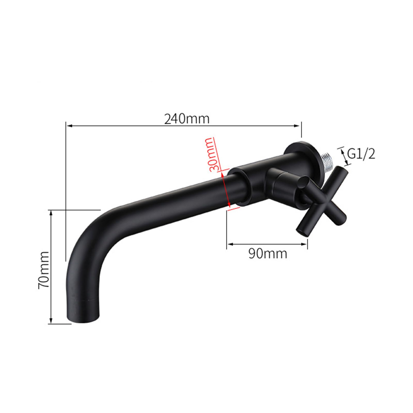 Rubinetto da Cucina a Parete da 24 cm, Finitura Oro Spazzolato. Struttura in Ottone Resistente, Design Elegante, beccuccio Lungo per Un Facile Flusso d'Acqua. Perfetto per cucine Moderne.