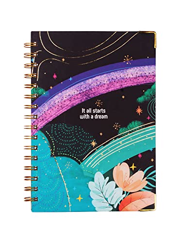 Image of Doodle Undated Daily Planner I Weekly Planner I A5 I Hard Cover I Wiro I192 Ruled Pages I 80 GSM I Lay Flat Design I Metal Corners I Plan your day, To do List (Dreamy Start - Black)
