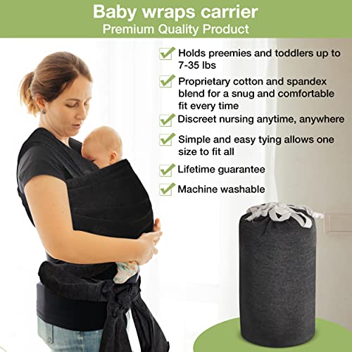 Mutualproducts- Baby Wraps Carrier, Baby Carrier Newborn To Toddler, Adjustable Mesh Baby Wrap For Infant, Perfect For Newborn Babies, Premium Cotton, Best Mother's Day Gift (Dark Gray) #TOP5