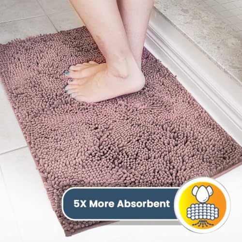 Image of Muddy Mat | Super Water Absorbent Door Mat Indoor, Microfiber Quick Dry Chenille Entryway Rug, Slip Resistant Front Door Mat, Indoor Mats for Entryway, Machine Washable Pet Rug, Blush Pink 20 inch x 48 inch