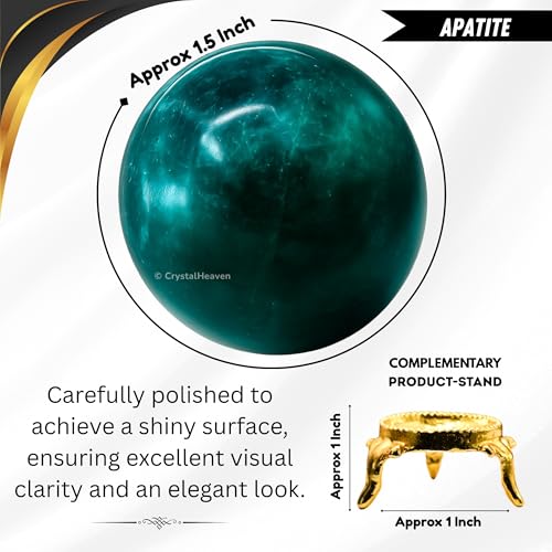 Image of Certified Blue Apatite Crystal Ball for Meditation - Premium Crystal Vastu Items for Home and Feng Shui Items for Good Luck - Ideal for Pooja Supplies and Spiritual Practices (1.5 inch Inch)