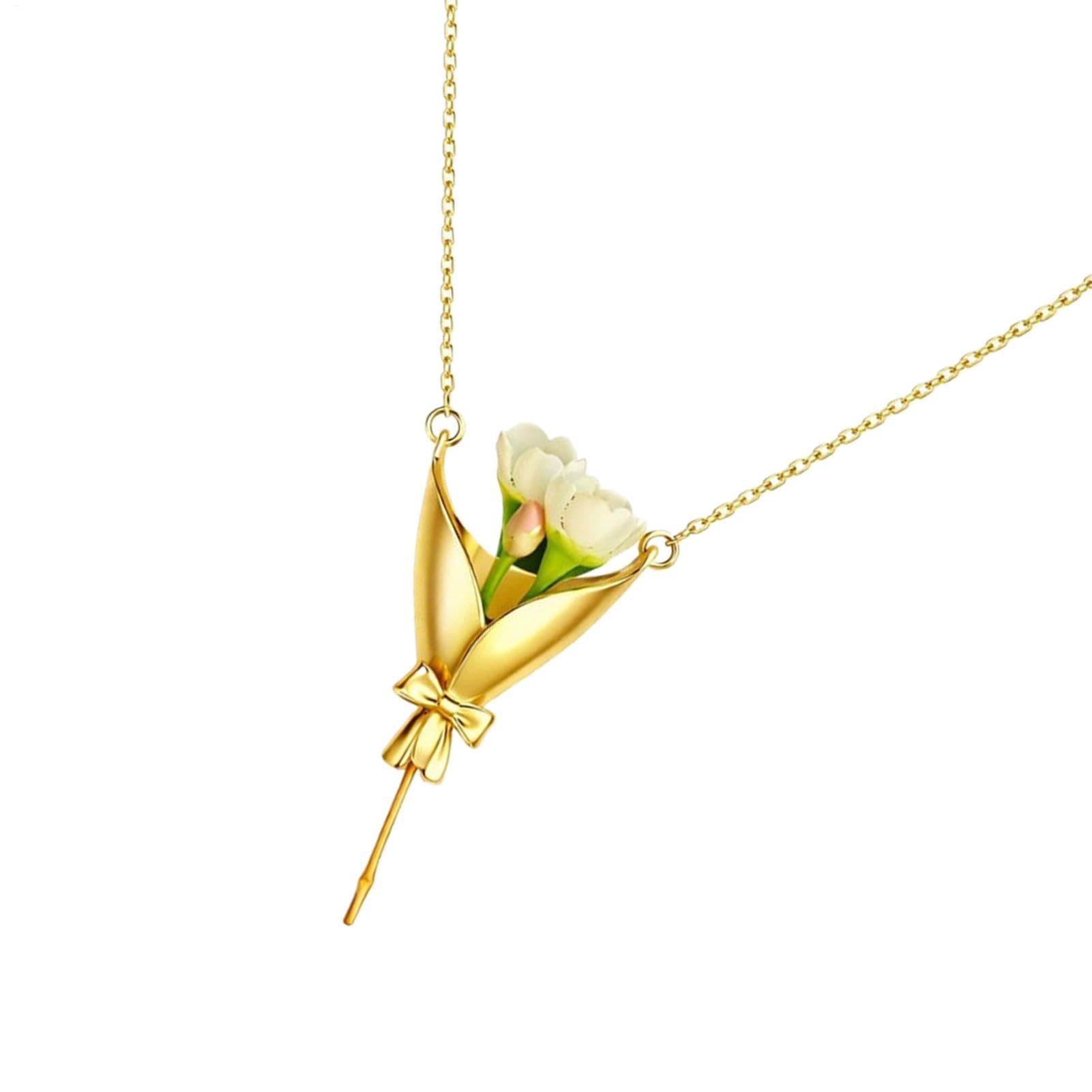 Kupfer Blumenanhänger Halskette Romantischer Blumenstrauß-Schmuck für Frauen