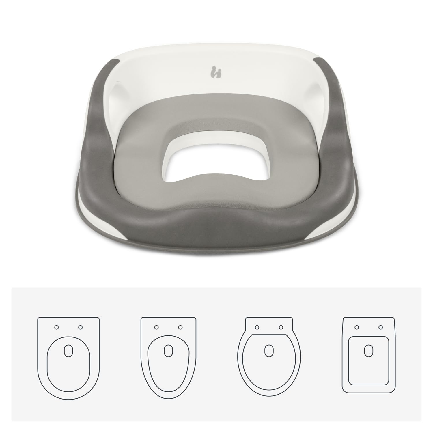 hauck Toilet Baby Seat, Grau - Universeller Toilettensitz für Kinder ab 18 Monaten, Einfache Befestigung an der Toilettenbrille, WC Aufsatz Einfach Abwischbar