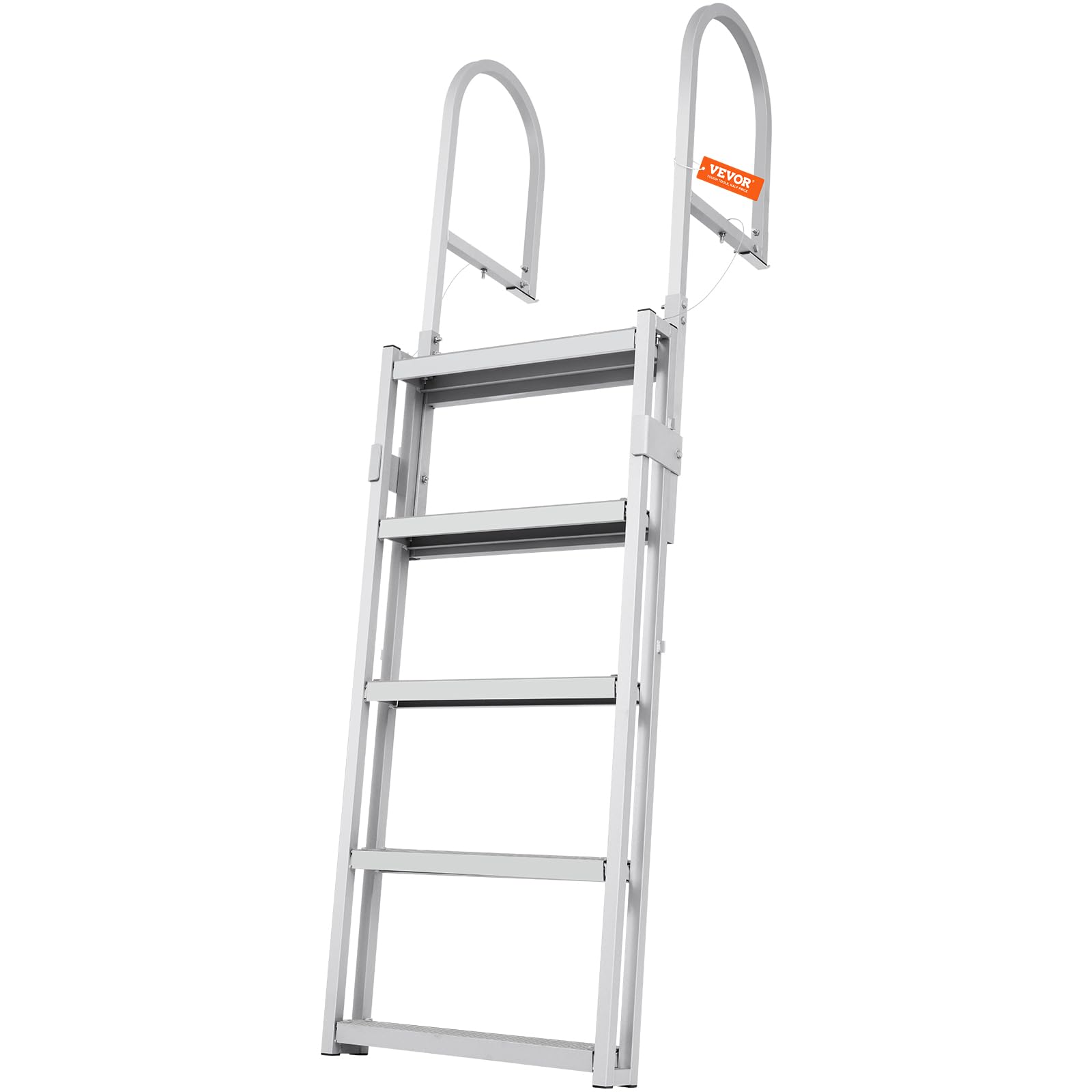 VEVOR Scaletta per Pontile Retrattile 5 Gradini, Portata 158 kg, Scaletta per Barca per Pontone Lega di Alluminio Altezza Regolabile 1700-2005 mm Scaletta Antiscivolo per Barca Piscina
