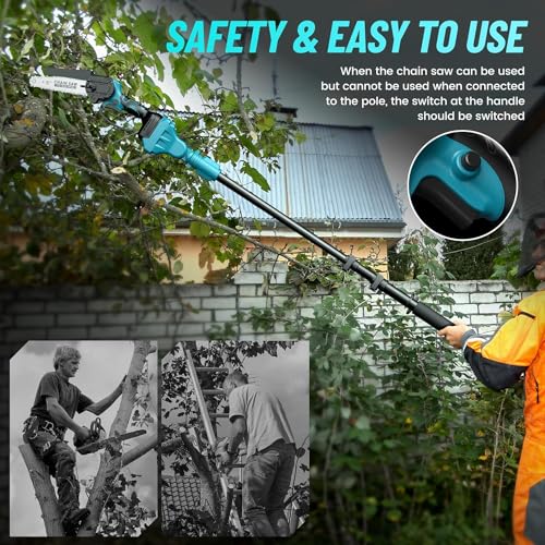 Image of 2-IN-1 Cordless Pole Saw & Mini Chainsaw, 6-inch Brushless Chain Saw with 2x 2.0Ah Battery 5.5-Foot MAX Reach Pole Saw for Wood Cutting Garden 2024 UPGRADE CH1000