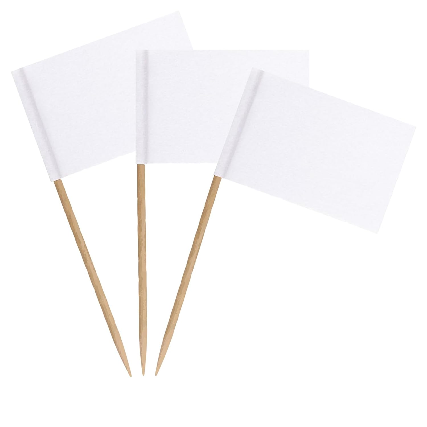 100 Pack,Blank Toothpick Flag Small Mini Labeling Marking DIY Stick Flags for Cocktail Fruit Cupcakes Toppers Food Decorations (White)