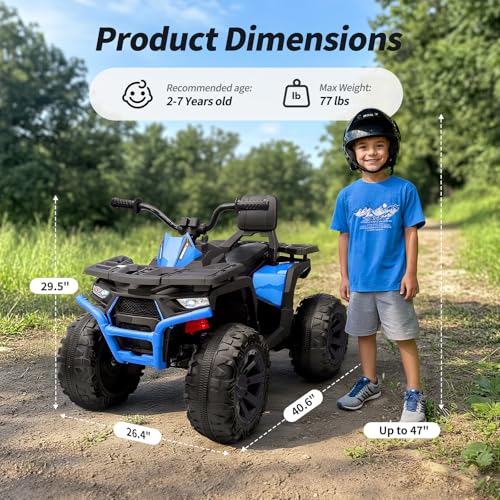 Kids ATV 4 Wheeler, 24V Ride On Toys Car for Big Kids with 400W Motor, 2 Seater - Blue - Image 4