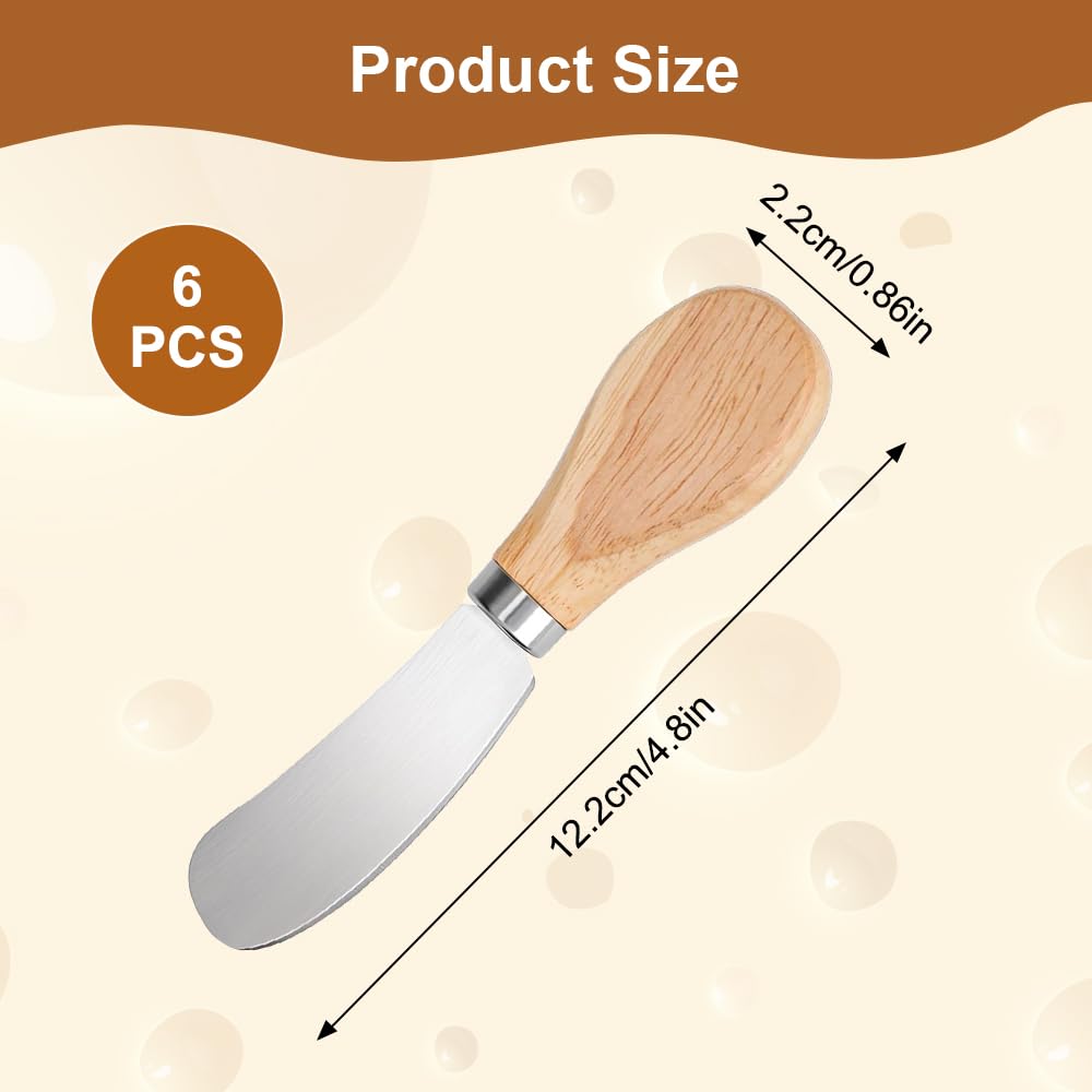 6 Piezas Cuchillos de Mantequilla Pequeños,12.2×2.2cm Mango de Madera Pequeño Juego de Cuchillos de Queso,Cuchillo Untador de Mantequilla,Cuchillos de Untar Acero Inoxidable,para Mantequilla,Mermelada