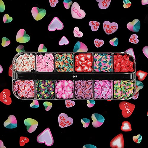 Valentine's Day Nail Art Slice Sequins Glitter 3D Heart Shape Candy Colors Nail Sequins Nail Glitter Flakes Charms DIY Designs Manicure Tool Nail Decorations Accessories