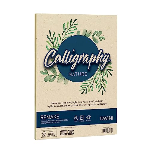 Carta Favini Calligraphy Nature Alga Avorio 90 Gr/m² - 50 Fogli A4 Per Inviti, Diplomi, Menù, Made In Italy - Foto 12