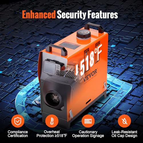 VEVOR Luft Dieselheizung Standheizung 12 V 8 kW, Luftheizung Air Diesel Standheizung Lufterhitzer, 0,16–0,62 L/Std. Dieselheizung mit LCD-Display & Fernbedienung Air Diesel Heizung Bus, LKW usw.
