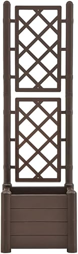 Miniatura 3 de WEMYUFURN Garden Planter with Trellis 16.9"x16.9"x55.9" PP Mocha,Raised Garden Bed,Outdoor Planters for Flower Herb Garden