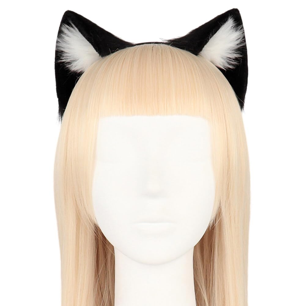 Oreille de Chat Serre Tete,Oreilles de Renard Cosplay,avec Cloche et Choker et Masque de Mascarade,Chat Bandeau Accessoires Les Fêtes d'Animé,Anniversaire, Halloween Cosplay(Rouge