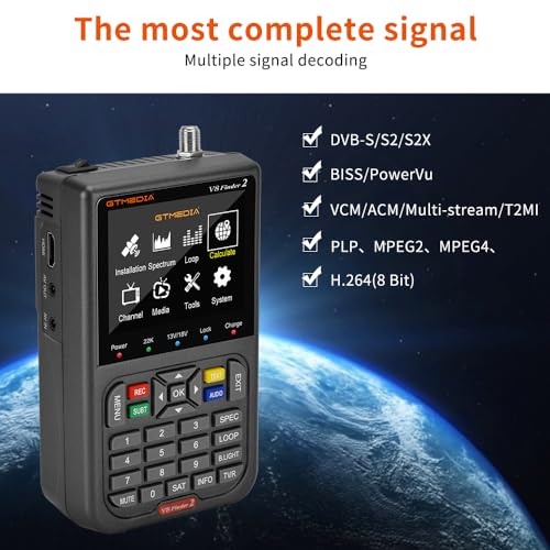 Image of GT MEDIA V8 Finder2 Satellite Finder Digital FTA DVB-S /S2 /S2X Signal Measuring Meter Detector Receiver LCD Screen for Adjusting Sat TV Dish with Backpack(Gray)