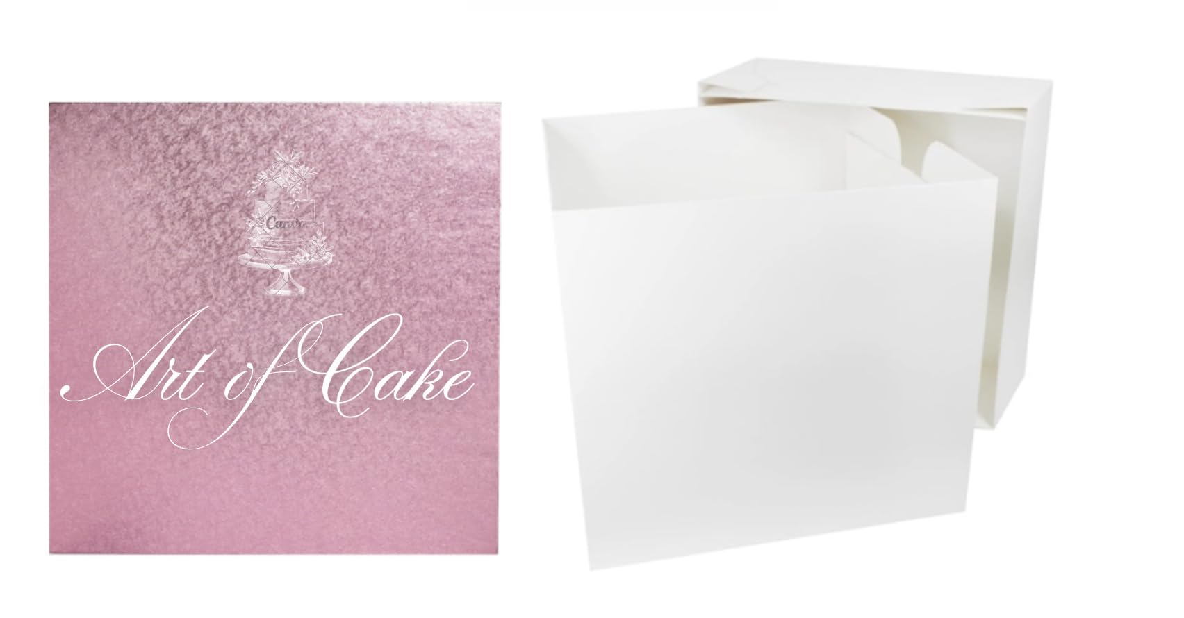 Art Of Cake Pink Art Of Cake* Square Cake Board And White Tall Cake Box (14 Inch, )