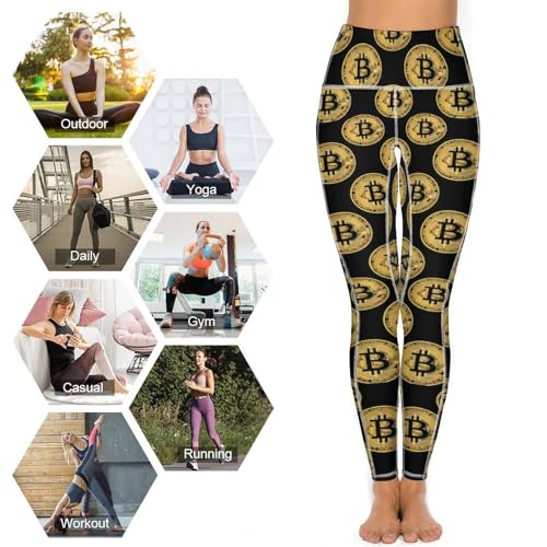 Bitcoin Pattern Women's Yoga Pants Patterned Novelty High Waist Leggings Casual Workout Pant - Image 6