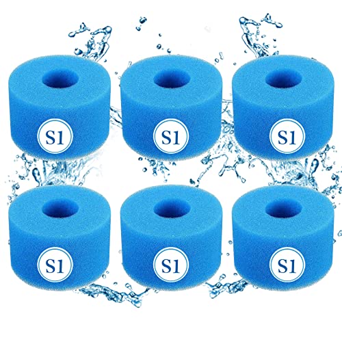 KGIHPC Lot de 6 Type S1 Éponge Filtrante de Piscine en Mousse Filtre pour Intex Type S1 pour Piscine,Cartouche filtrante réutilisable pour Bain à remous.