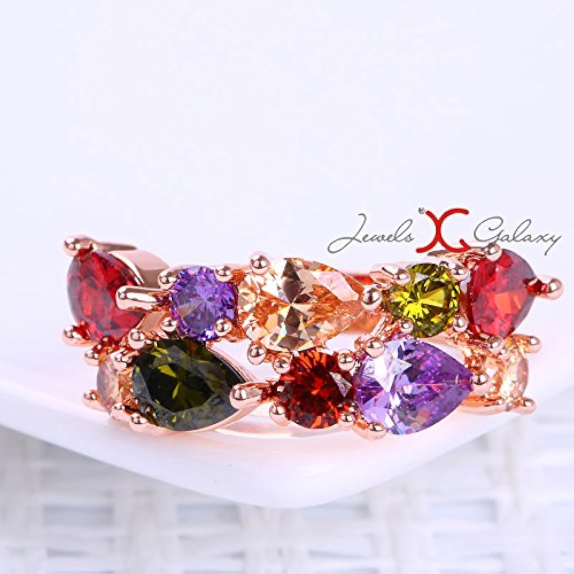 18K Rose Plated CZ Pendant & Ring Set For Women