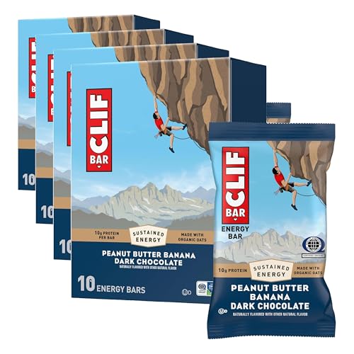 Image of CLIF BAR - Energy Protein Bars - Peanut Butter Banana with Dark Chocolate - Made with Organic Oats - Energy Bars - Non-GMO - 10 Count (Pack of 4)