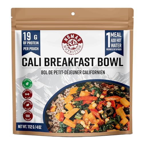 Image of Nomad Nutrition CALI Breakfast Bowl | Instant Freeze Dried Backpacking & Camping Food | Plant-Based, Non-GMO Hiking Meals with High-Energy, Vegan, Gluten-Free | 112g - 4 Pack