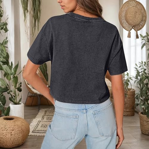 KEEVICI Western Cowboy Shirts for Women Vintage Cowgirl Shirt Rodeo Graphic Tees Country Concert Tops Cotton Acid Wash Tshirt3