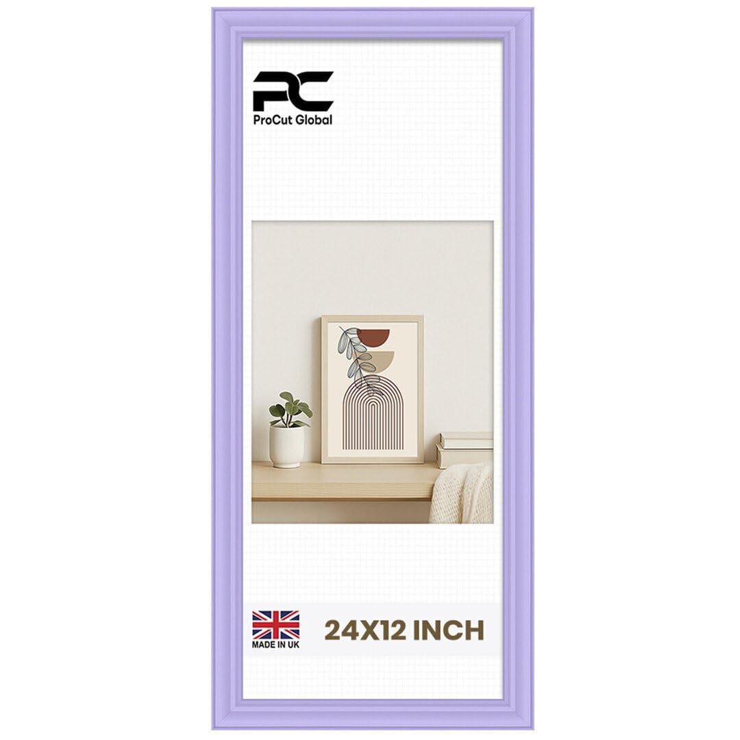 Procut Global 24x12 Purple Picture Frames - Classic Wooden Photo Frame with Shatterproof Perspex for Wall or Tabletop - Perfect for Posters, Certificates & Prints - Sizes & Colors Available