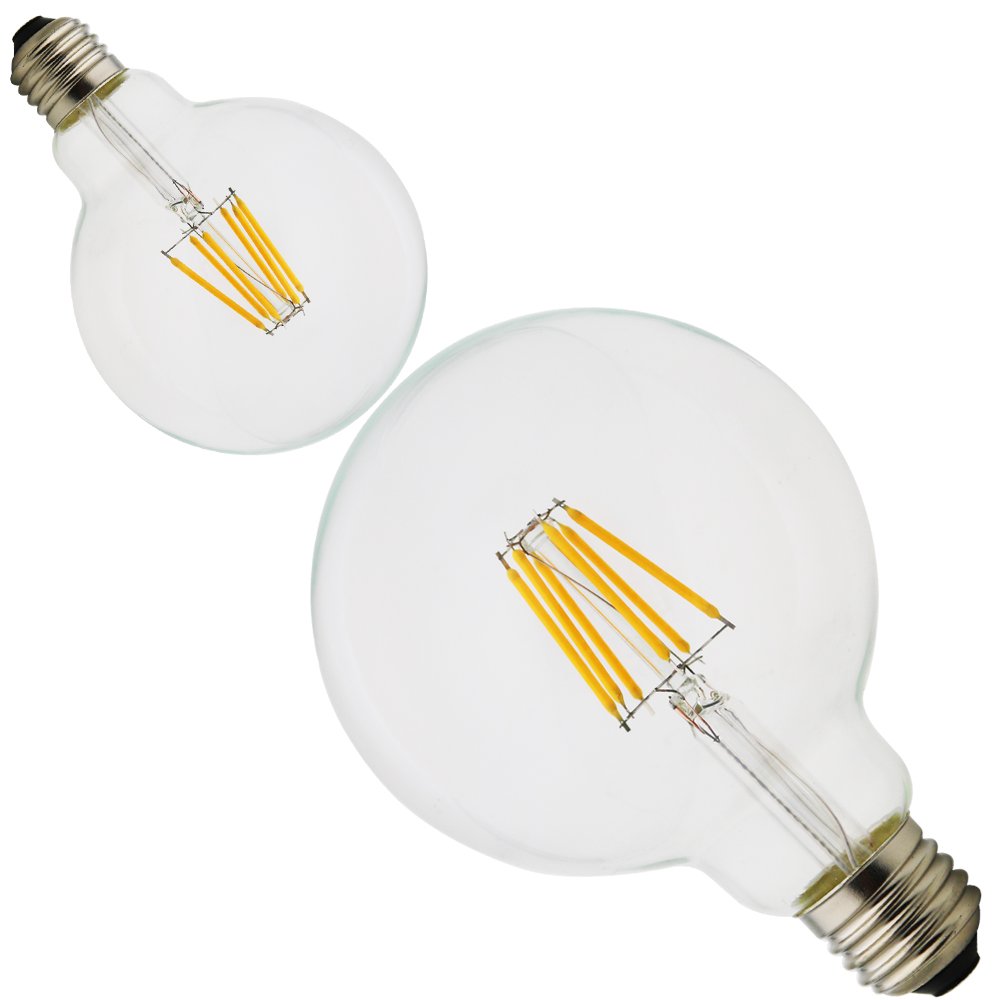 E27 G95 LED Edison Bombillas, bombillas de bajo consumo, respetuoso con el medio ambiente 6W AC220 V, ultra delgado cristal, cristal transparente con alta transmisión,12 pieza