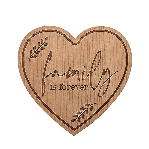 Family Wooden Heart Plaque with Sentiment 30cm, Brown