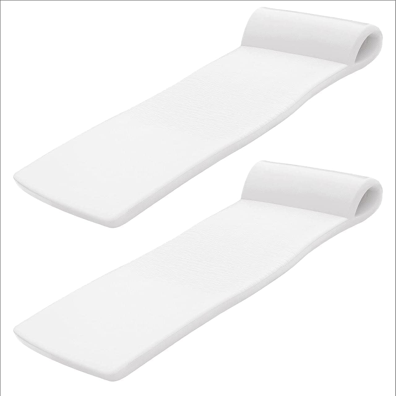 Sunsation 1.75" Thick Foam Pool Float Lounger, White w/Headrest for Lounging & Sunbathing in Swimming Pools, Beaches & Lakes, 70" x 26"