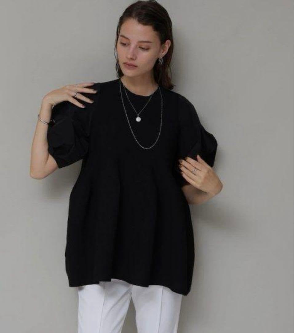 CADUNE ホワイトフード付きAラインコート 36 フード襟ブルゾン