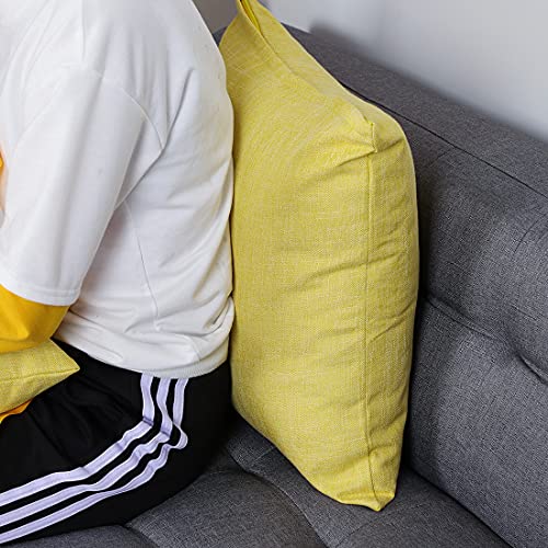 Uxcell Linen Throw Pillow Covers, Blank Cotton Lined Linen Cushion Cover, Decorative Square Throw Pillowcases For Couch Sofa Bed, 18" X 18", Yellow #TOP4