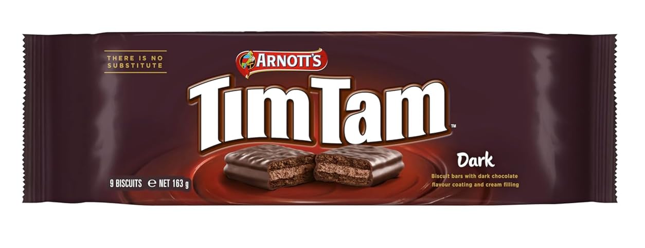 Arnotts TimTam Dark Chocolate Biscuits – Iconic Australian Chocolate Biscuit Bars with Dark Chocolate Coating & Cream Centre, 163g (Imported)-image-41