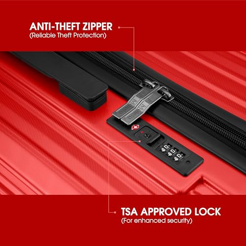 Image of Maleta Nova Cabin and Large Size |20'' and 28''|Hardside,TSA Lock | Trolley Bag Set of 2 | Luggage Suitcase | Travel Bags for Travelling | Trolley Bags for Travel Combo (Red, Set of 2 (Small-Large))