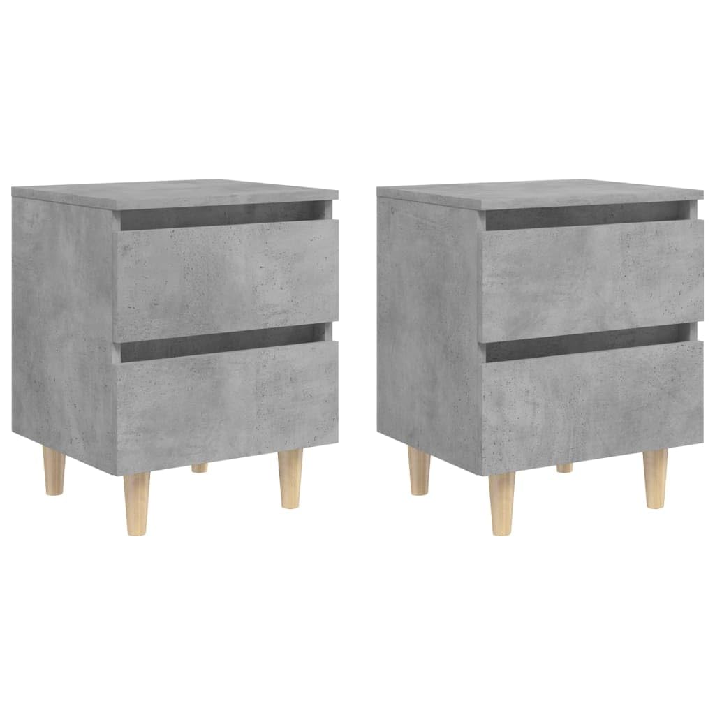 vidaXL Comodini con Gambe Pino Massello 2pz Grigio Cemento 40x35x50 cm