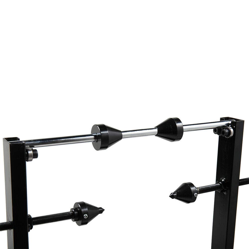 Motorcycle Wheel Balancer with Adjustable Centering Cones and Truing Pointer, Deep Black