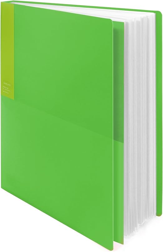 Kokuyo 40-Pocket Binder with Plastic Sleeves 9"x12" (Light Green), A4 Art Portfolio Folder with Clear Sheet Protectors. 80 Pages of Presentation Display Book. Japan Import (CTRA-C40LG)