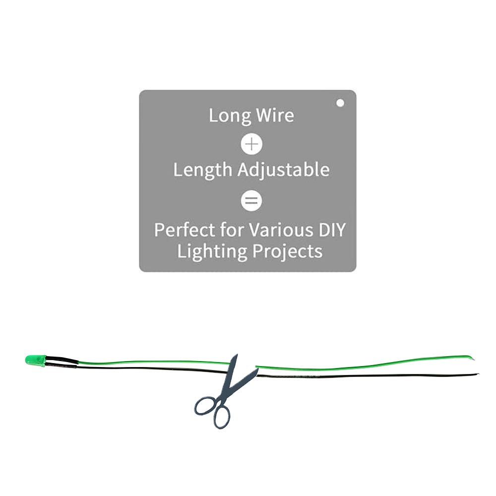 100 Pezzi 5mm LED Diodo ad Emissione Luminosa, Precablata 12V 20cm, LED Colorate Diffuse per Illuminazione (Verde)