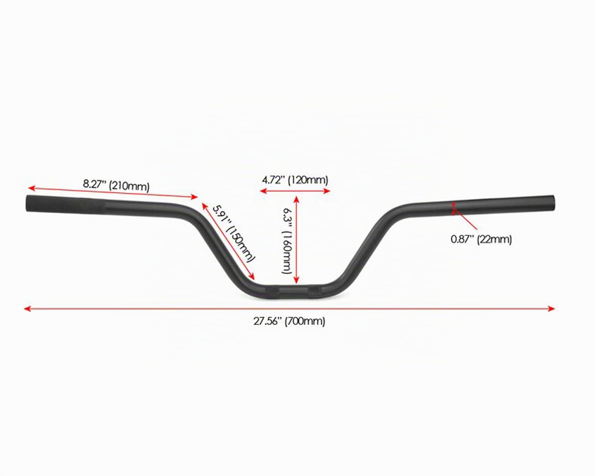 Ape Moto Manillar - 22mm (7/8") Para Codificadores, Brat Motos & Street Motos - Aleación Negra