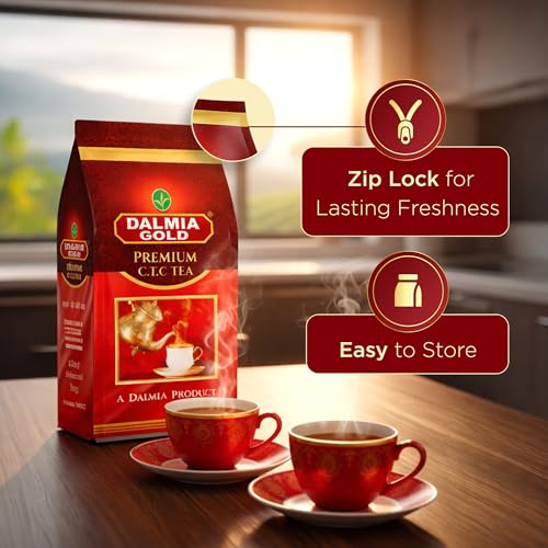 Image of Dalmia Gold Premium CTC Black Tea Granule 500g| Strong & Aromatic Chai | Rich Color & Bold Taste | Assam Tea | Kadak Chai | 100% Vegetarian | Poly Pack (Pack of 2)