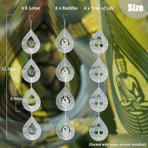 Leafcraft 12Pcs Bird Scare Discs Set Reflective 3D Stainless Steel Wind Spinner Outdoor Garden Hanging Decor, Bird Devices Deterrent Reflectors to Scare Birds Away from Yard Patio (Flower and Bee)