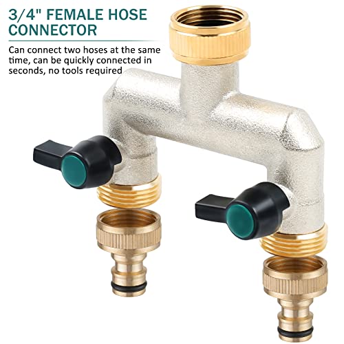 HOIIME 2 Way Brass Tap Splitter with On/Off Valves - Image 4