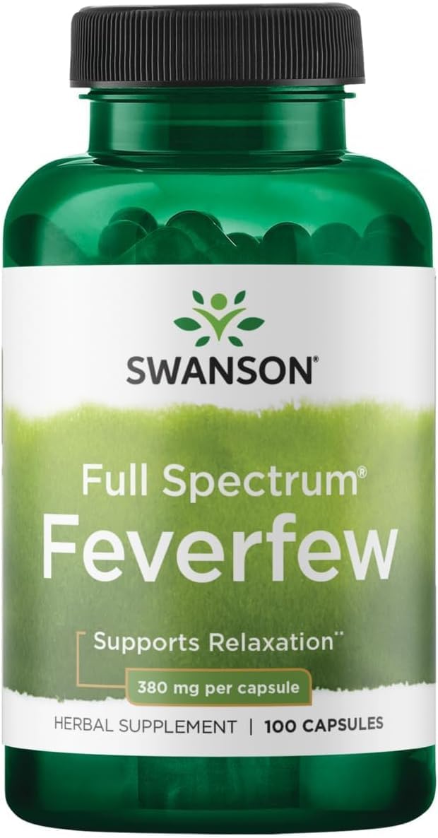 Swanson Feverfew 380 mg for Healthy Circulation, 100 Capsules 100 Count (Pack of 1)