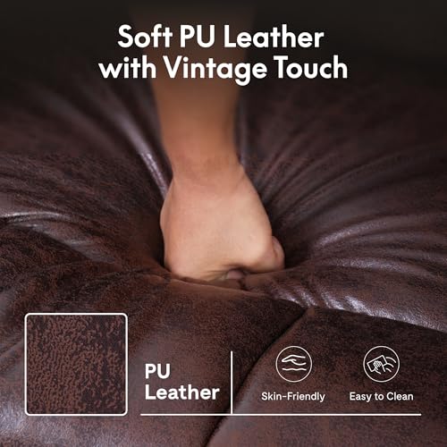 FLEXISPOT XL31-L Power Lift Recliner Chair for Elderly, Electric Lift Chair with Massage & Heat, PU Leather Reclining Sofa with Cup Holders, Side Pockets for Living Room Bedroom(Large Size,Pecan)