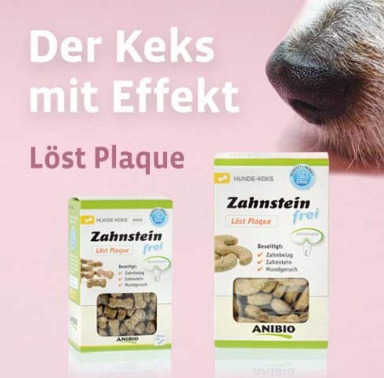 Anibio Zahnstein - frei mini Hundekekse 190 g – Knuppies - Natürliche Zahnpflege für Hunde – reduziert Zahnstein & Plaque, bekämpft Mundgeruch ohne Zucker & Zusatzstoffe - Hunde Keks - Leckerlie