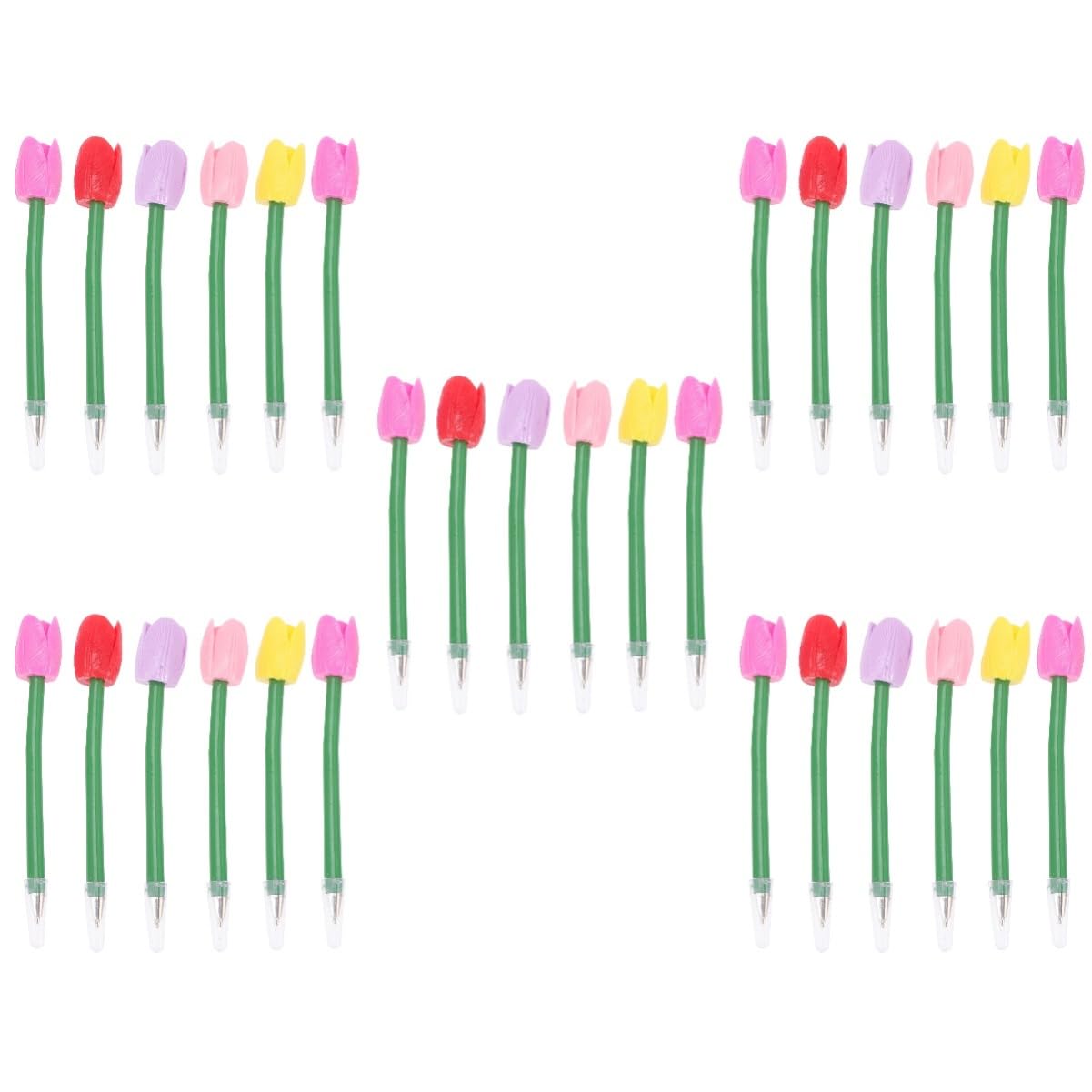 Tofficu 5 Ensembles Lot De 5 Stylos À Bille Tulipe Crayons À Fleurs Surligneurs Fantaisie Stylos À Gel Rétractables Multicolores À Fleurs Mini-Décoration De 6 pièces * 5