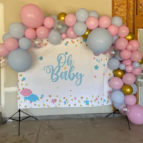 Image of Balloons Pink and Blue, 60 Pack 12 Inch Pastel Light Pink Blue with Metallic Gold Confetti Balloons for Birthday, Gender Reveal, Baby Shower, Boy or Girl Party Decoration