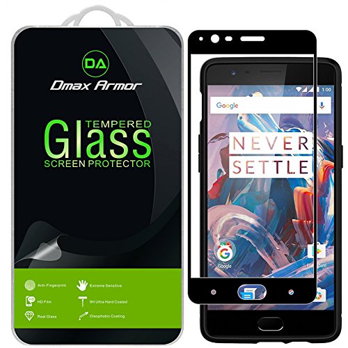 [2-Pack] Dmax Armor for OnePlus 3 / OnePlus 3T [Tempered Glass] Screen Protector, (Full Screen Coverage) (Black)