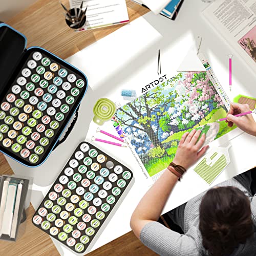 Artdot Diamond Painting Storage Containers, 120 Slots Diamond Painting Kits Accessories And Tools Portable Diamond Painting Organizer Case For 5D Diamond Beads Jewelry Rings (Blue) #TOP5