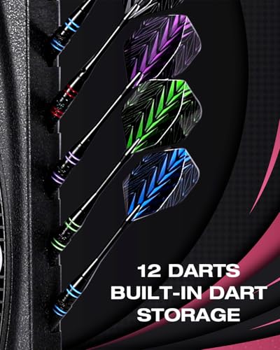 Electronic dartboards for adults, Dartboard electronic with Bright Score Display, Multiple Games, and Durable Design-Perfect for Family Fun and Competitions-Includes Soft Tip with 12 Darts (Pink-Grey) - image 7